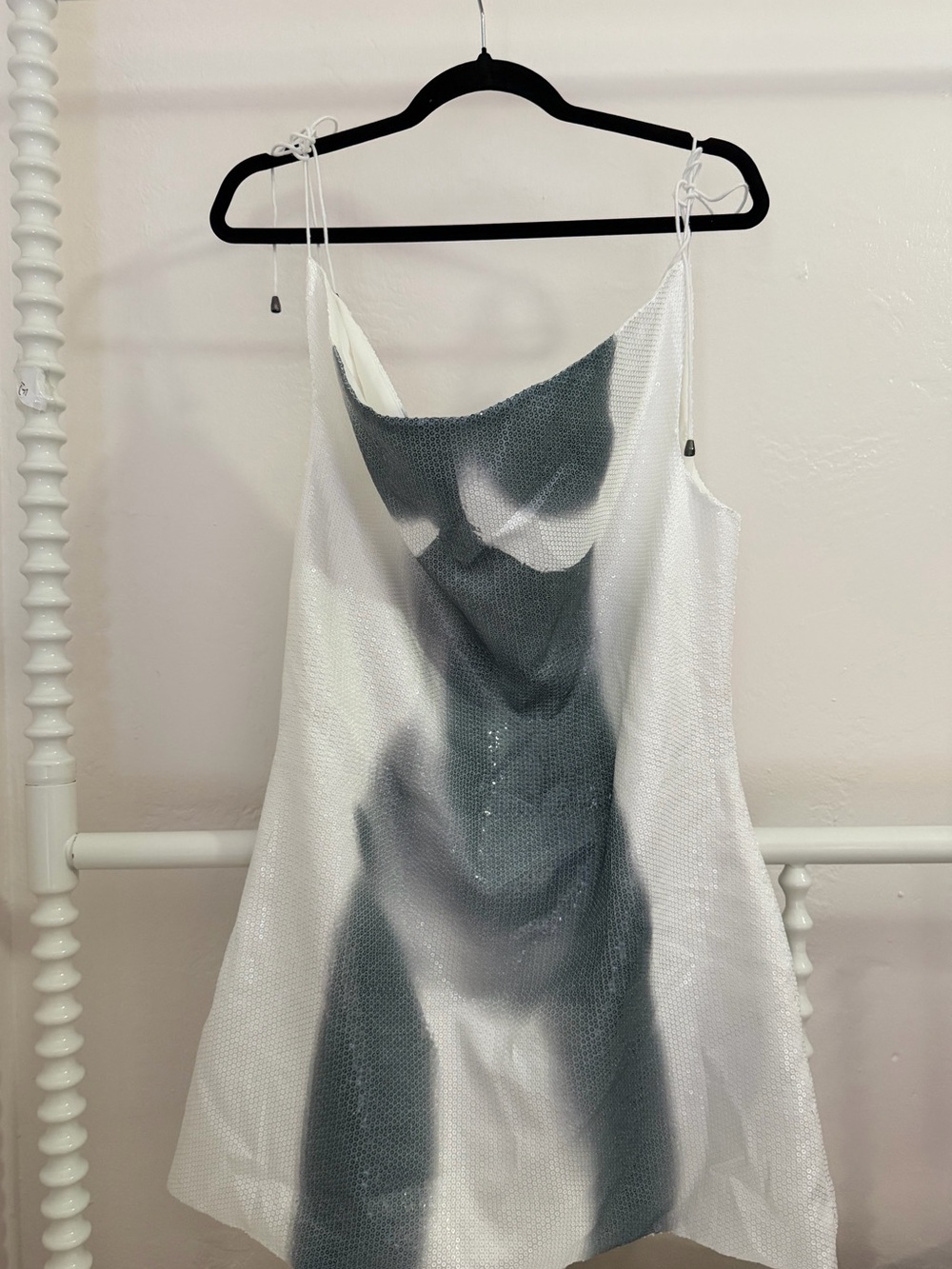 Sinead Gorey White sequin Dress with bodice Print